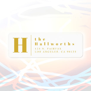 Gold & White   Modern Bold Return Address Label