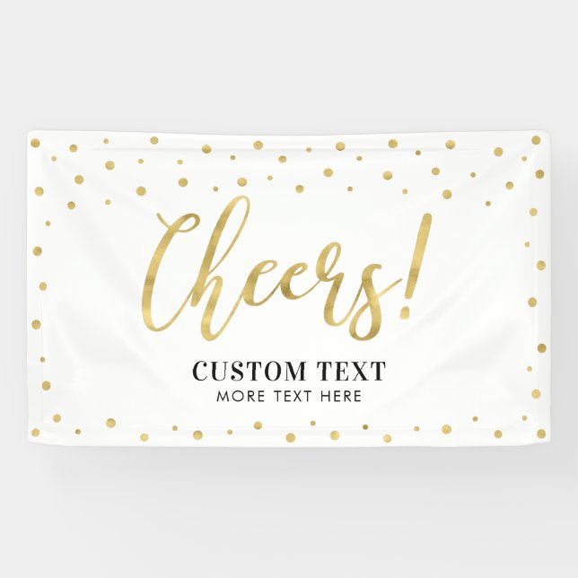 Gold & White | Modern Cheers All Occasions Party Banner (Horizontal)