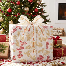 Gold White Modern Elegant Botanical Christmas