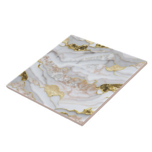Gold White Modern Marble Agate Collection Ceramic Tile