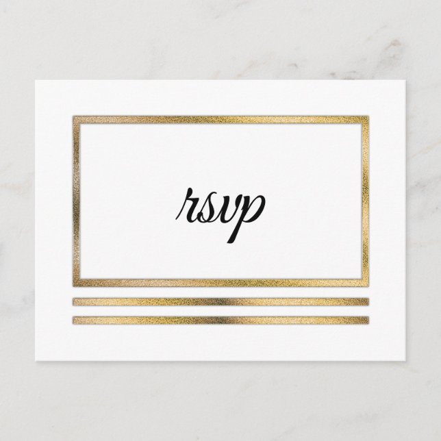 Gold | White Modern Simple Elegant RSVP Insert Invitation Postcard (Front)