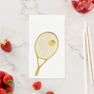 Gold White Modern Tennis Ball White Racket Napkin