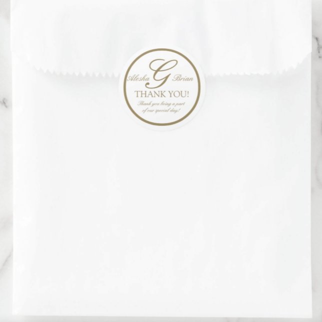 Gold White Monogram G Wedding Favour Stickers (Creator Uploaded)