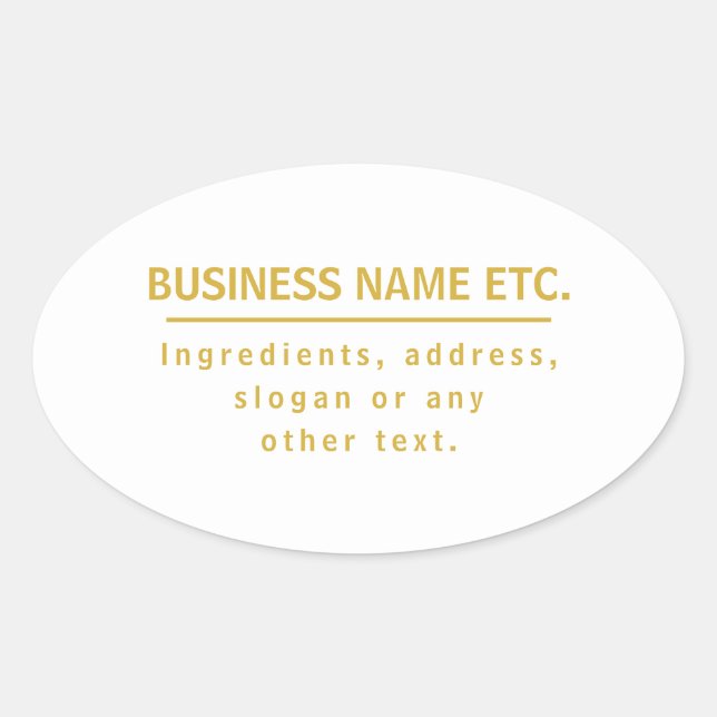 Gold & White Multi-Purpose Oval Sticker (Front)