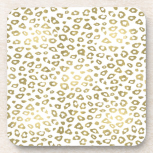 Gold White Ombre Leopard Print Coaster
