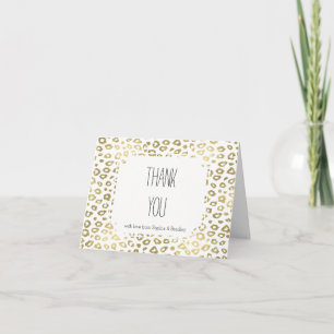 Gold White Ombre Leopard Print Thank you Card