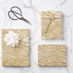 Gold White Ombre Zebra Confetti Sparkles         Wrapping Paper Sheet