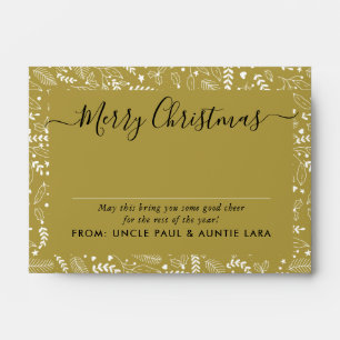 Gold White Pattern Merry Christmas Money Envelope