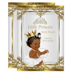 Gold White Pearl Princess Baby Shower Ethnic Invitation