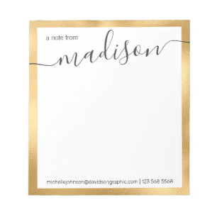  Gold White Personalised Name   From The Desk Of N Notepad
