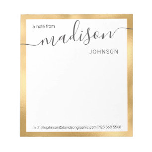  Gold White Personalised Name   From The Desk Of Notepad
