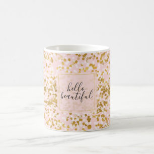 Gold White Pink Confetti Coffee Mug