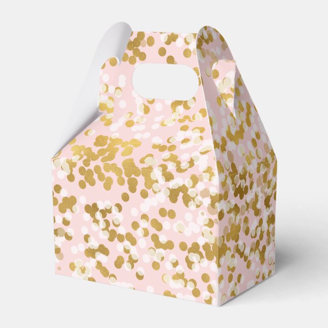Gold White Pink Confetti Favour Box (Back Side)