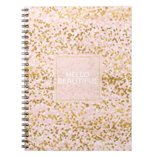 Gold White Pink Confetti Notebook (Front)