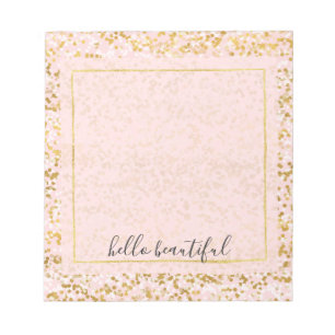 Gold White Pink Confetti Notepad