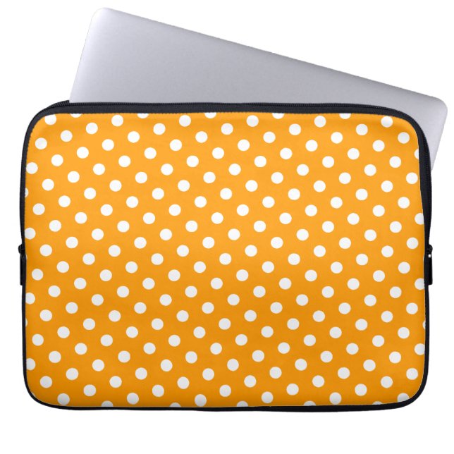 Gold & White Polka Dot Laptop Sleeve (Front)