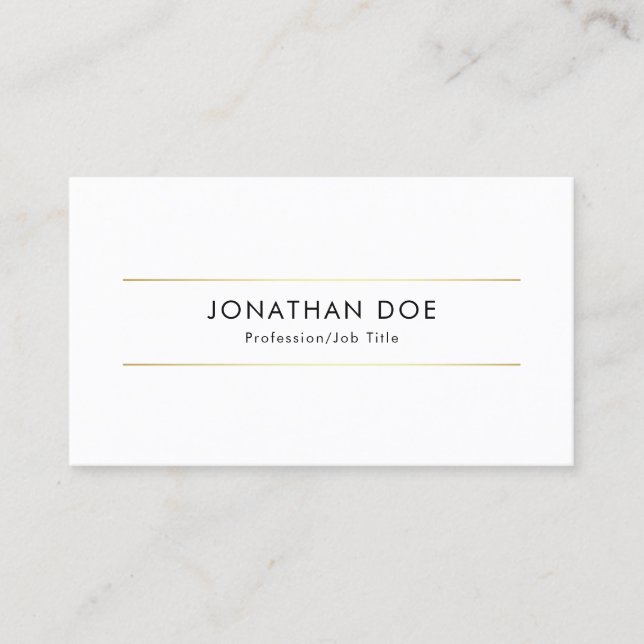 Gold White Professional Modern Elegant Minimal Business Card (Front)
