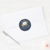 Gold White Pumpkin Fall Wedding Navy Blue Classic Round Sticker (Envelope)