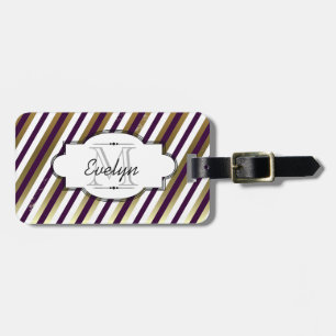 Gold, White, Purple Stripe Glimmer Luggage Tag