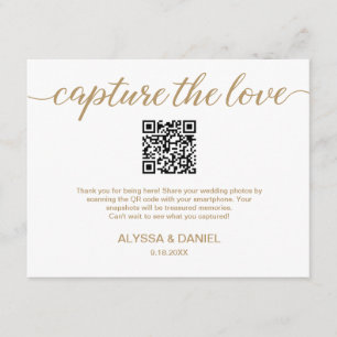 Gold white QR code wedding photo sharing Enclosure Card