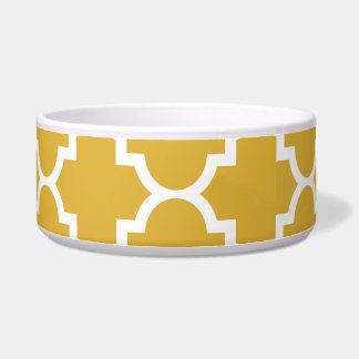 Gold White Quatrefoil Moroccan Pattern