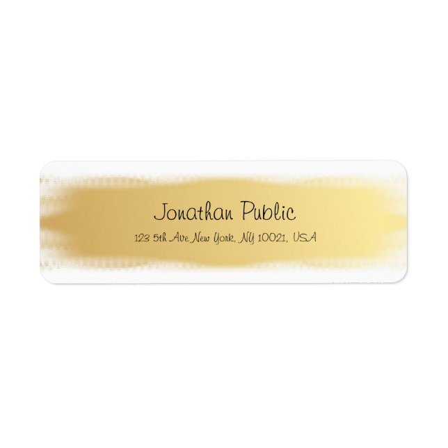 Gold White Script Luxury Modern Return Address Label (Front)