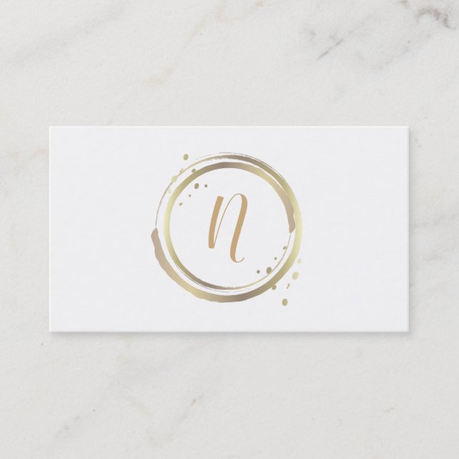 Gold & White Shiny Glam Modern Minimal Wedding Business Card (Front)
