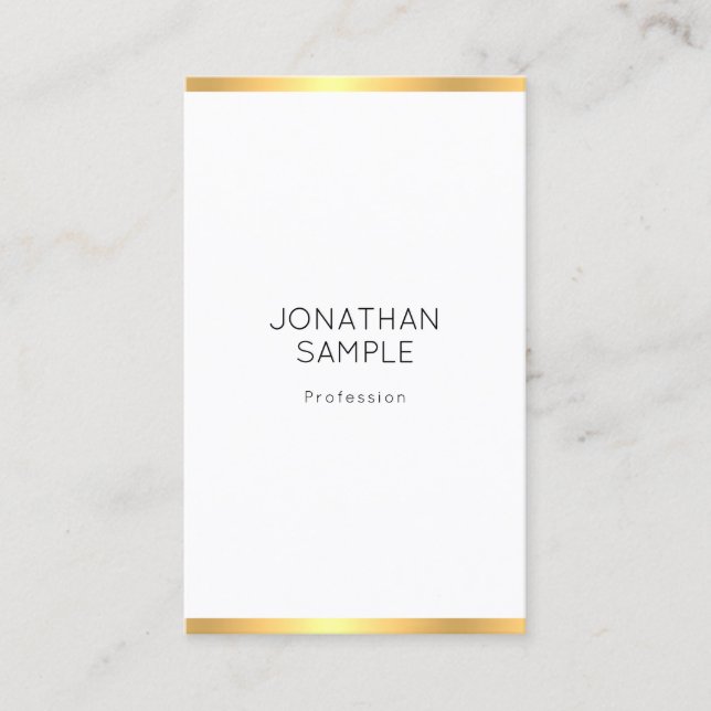 Gold White Simple Modern Professional Template Business Card (Front)