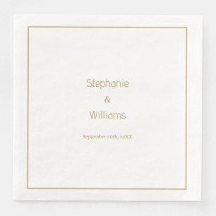 Gold White Simple Wedding Elegant Minimal Napkin