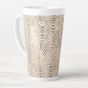 Gold White Snake Print Latte Mug