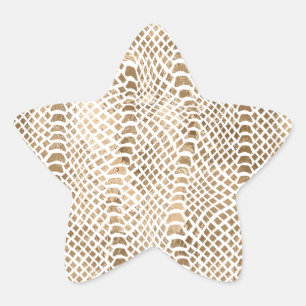 Gold White Snake Print Star Sticker