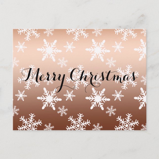 Gold White Snowflakes Christmas Holiday Postcard (Front)