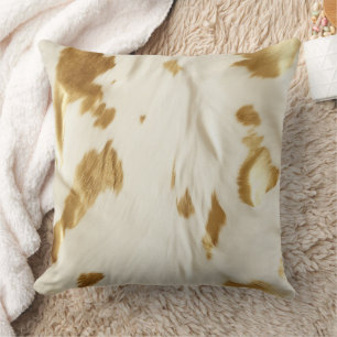 Gold White Southwest Cowhide Cushion