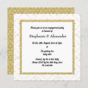 GOLD WHITE SPARKLE BORDER ELEGANT INVITATION
