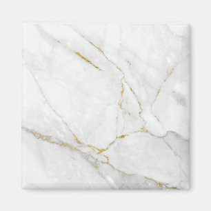 Gold white square marble magnet