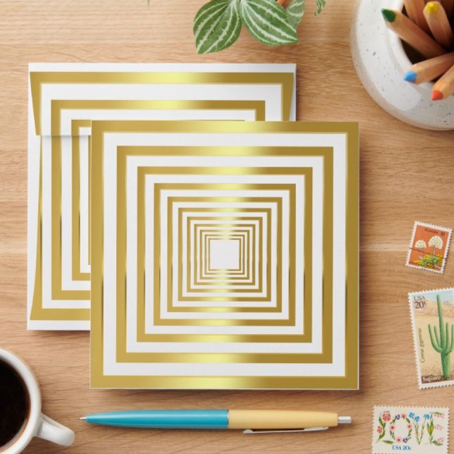 Gold white square optical illusion Envelope (Creator Uploaded)