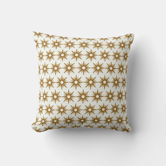 Gold & White Starburst Pattern Cushion (Front)