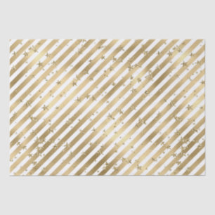 Gold White Stars and Stripes   Tissue Paper