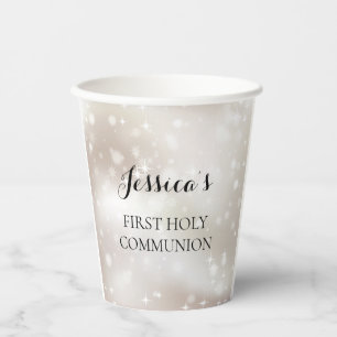 Gold White Stars First Holy Communion Paper Cups