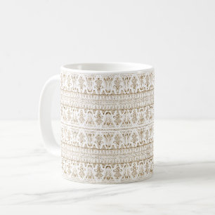 Gold White Stripes Abstract Coffee Mug