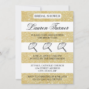 Gold & White Stripes - Bridal Shower Invitation