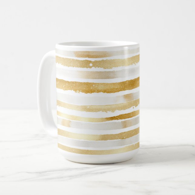 Gold White Stripes  Coffee Mug (Front Left)