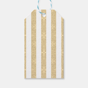 Gold & White Stripes Elegant Gift Tags