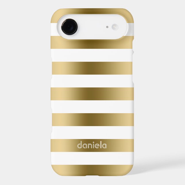Gold & White Stripes Geometric Pattern Case-Mate iPhone Case (Back)