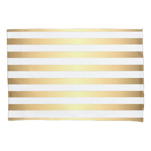 Gold White Stripes Pattern Pillowcase