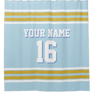 Gold White Stripes Sports Jersey Shower Curtain