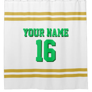 Gold White Stripes Sports Jersey Shower Curtain