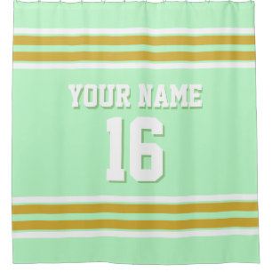 Gold White Stripes Sports Jersey Shower Curtain