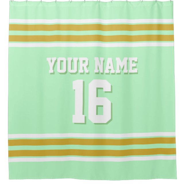 Gold White Stripes Sports Jersey Shower Curtain (Front)
