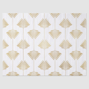 Gold & White Stylised Leafs Art-deco Pattern Tissue Paper